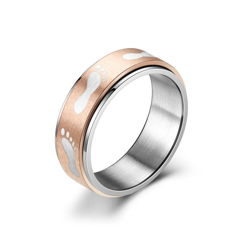 8mm Laser Marking Footprint Titanium Steel Turning Ring