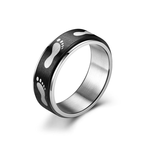 8mm Laser Marking Footprint Titanium Steel Turning Ring